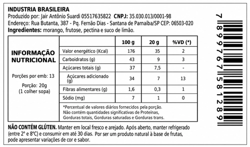 Geleia de Morango c/Frutose