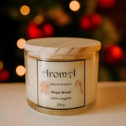 Vela Aromática Perfumada Ginger Bread Aromá 120g - Especial de Natal