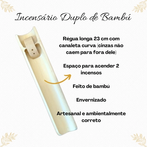 Incensário de Bambú Duplo Artesanal Envernizado Aromá 23 cm