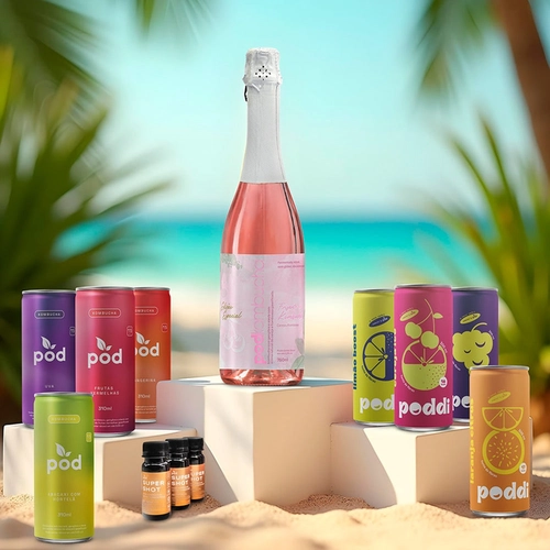 12 Kombuchas + 12 Refri + 1 Espumante + 7 Shots - Apenas Uva - Cereja Ice + Limão Boost + Uva Cream - Limão Siciliano e