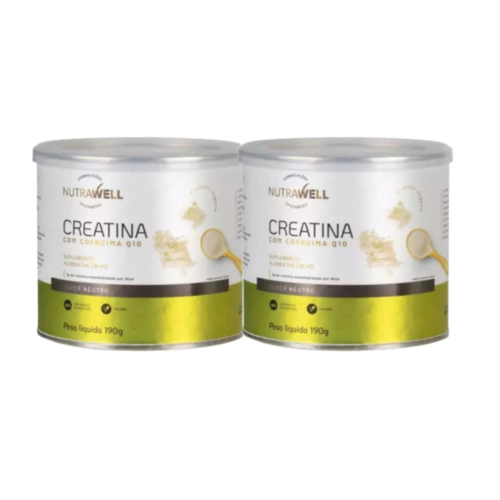 Kit 2x Creatina Monohidratada com coezima Q10 Nutrawell 180g Sabor Sem Sabor