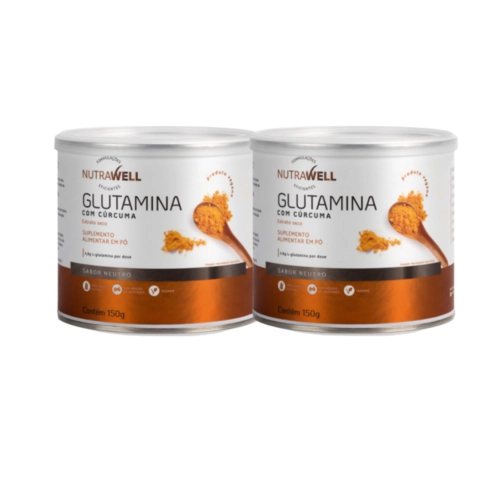 Kit 2x Glutamina Nutrawel Com Cúrcuma 150g
