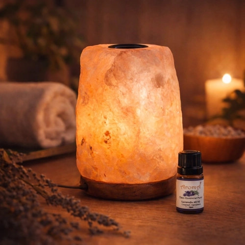 Kit Luminária Difusora de Pedra Natural com Óleo Lavanda Aromá