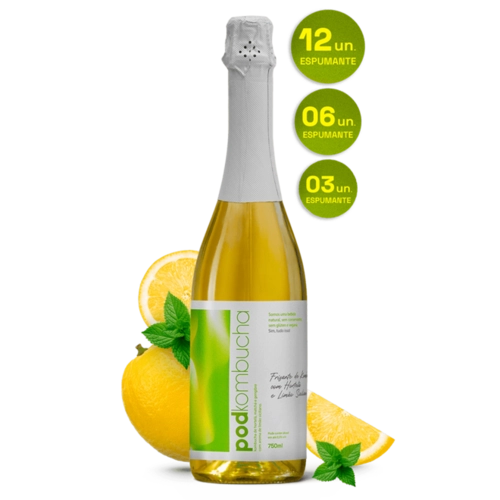 Espumante de Kombucha - Limão Siciliano com Hortelã