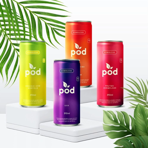 Kit 12  Kombuchas Latas Pod 310ml SORTIDAS