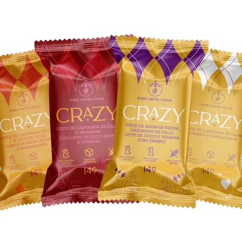 Kit Doces Crazy Exóticos 4 un. 14g (CrazyCumaru,Crazy Cardamomo c/ Tamara ,Crazy Banana & Zimbro, Crazy Cardamomo)