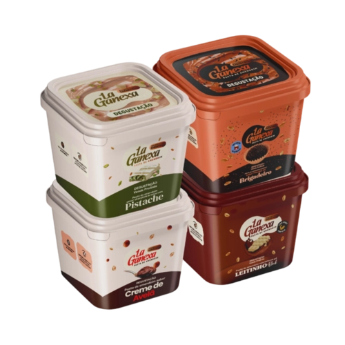 Kit Degustação 0,600kg com 4 pastas de 0,150kg - 1 Brigadeiro, 1 Leitinho Black, 1 Creme de Avelã e 1 Pistache