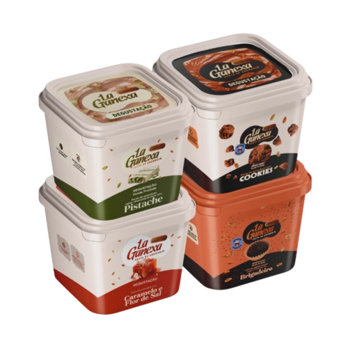 Kit Degustação 0,600kg com 4 pastas de 0,150kg - 1 Brigadeiro, 1 Pistache, 1 Caramelo e 1 Cookies
