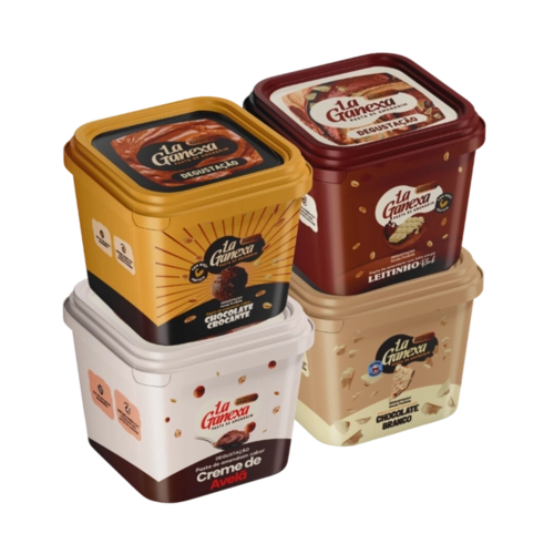 Kit Degustação 0,600kg com 4 pastas de 0,150kg - 1 Leitinho Black, 1 Creme de Avelã, 1 Chocrante e 1 Chocolate Branco