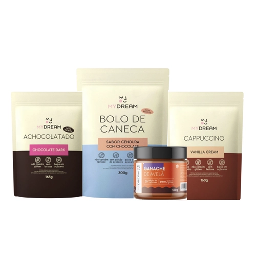 kit ChocoDream (ganache de avelã+ Bolo de caneca cenoura +achocolatado+ cap vanilla)