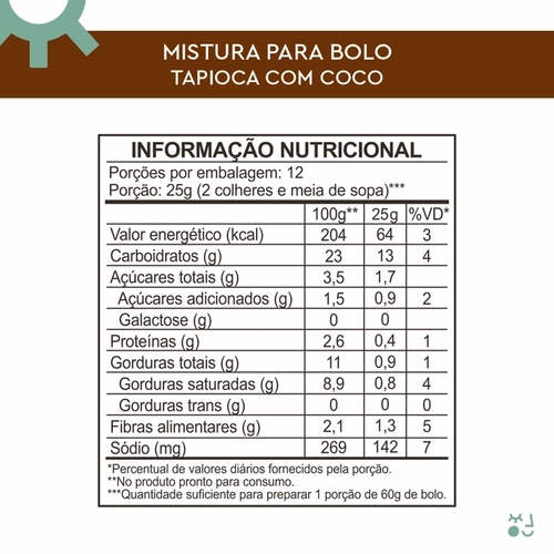 Mistura para Bolo Tapioca com Coco